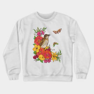 Floral Song Thrush Crewneck Sweatshirt